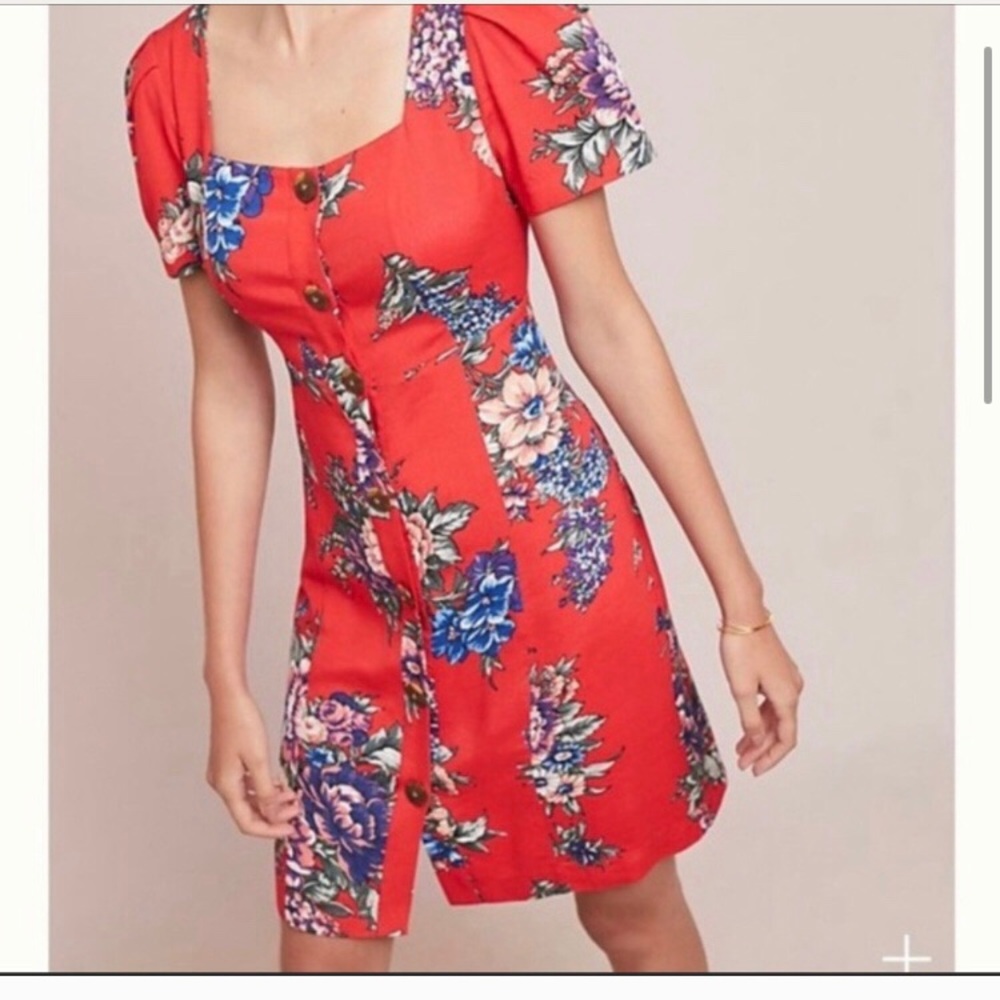 Anthropologie Maeve red floral dress